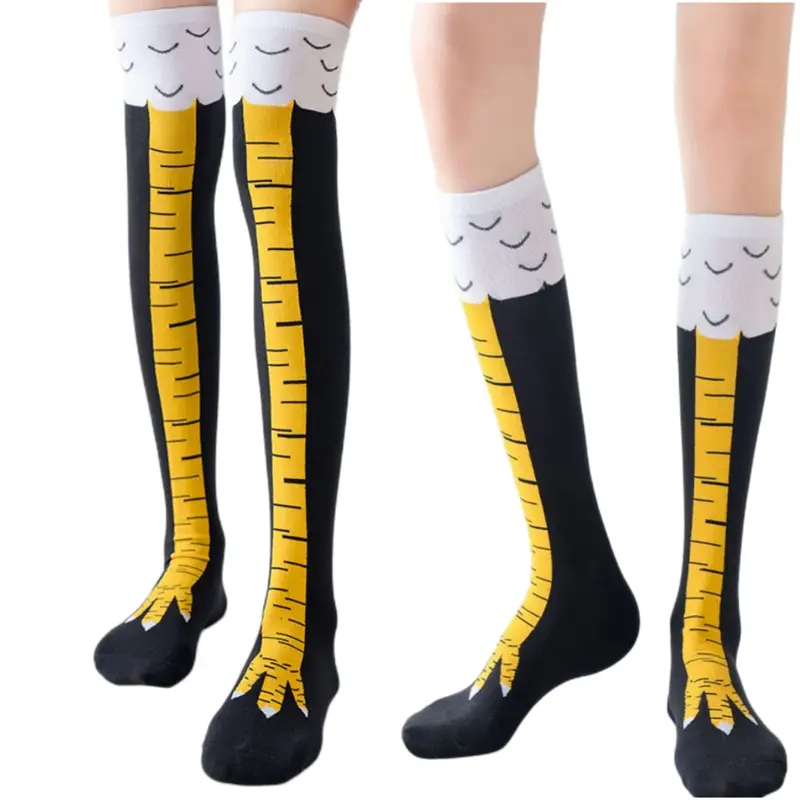 Funny Chicken Leg Socks - 1/2/4 Pary Damskie Podkolanówki Modne Śmieszne