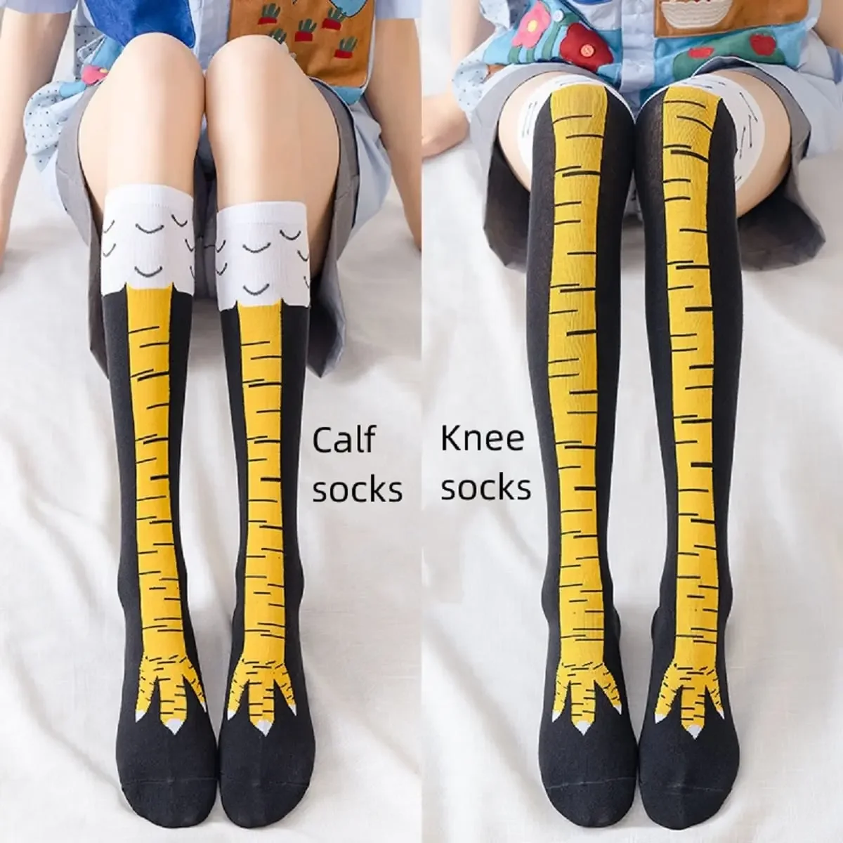 Funny Chicken Leg Socks - 1 do 5 par damskich podkolanówek