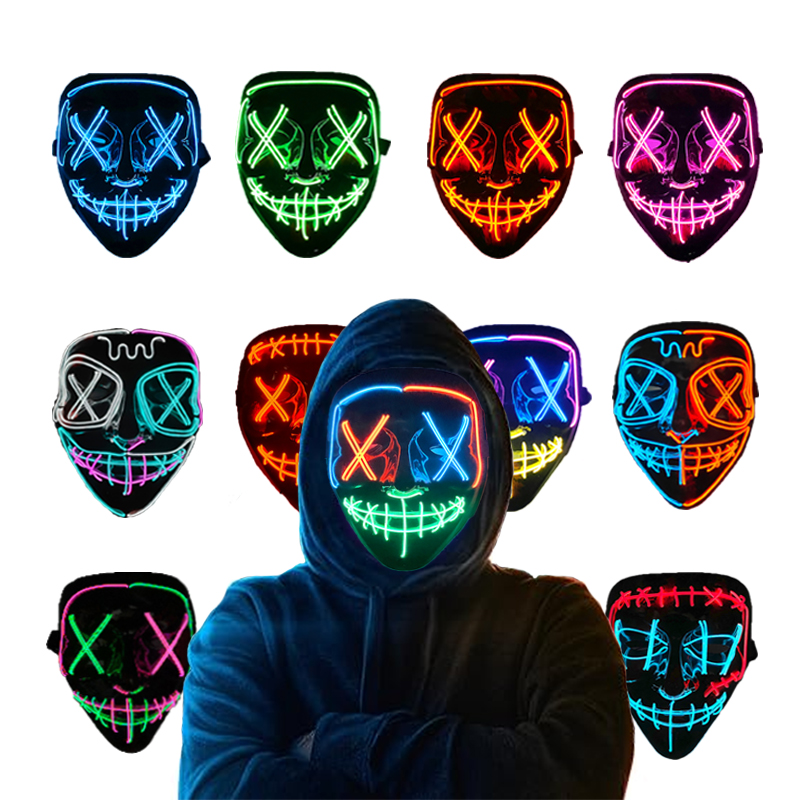 Led Purge Mask Halloween - Bezprzewodowe Neonowe Świecące Maski Purge Cosplay