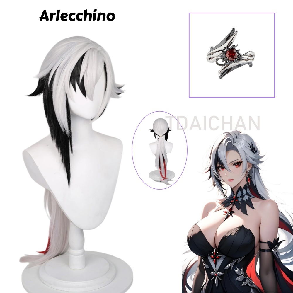 Peruka do cosplayu Arlecchino  – Anime Cosplay Wig Heat Resistant recenzja i cena