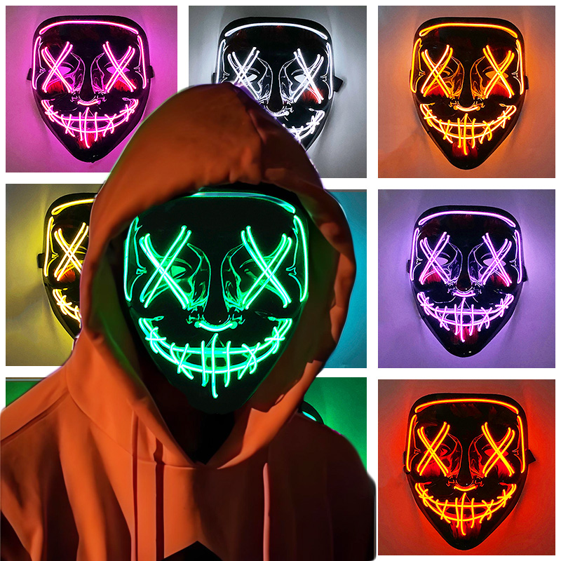 Świecące Cosplay podświetlany  – Led Purge Mask Halloween recenzja i cena