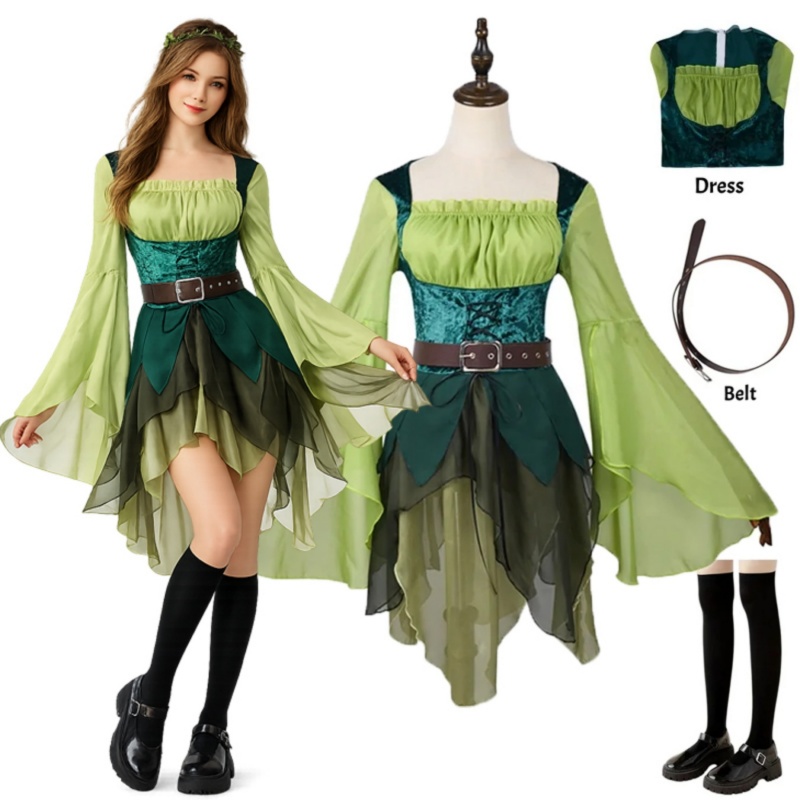 Damska średniowieczna zielona  – Medieval Renaissance Dress Women recenzja i cena